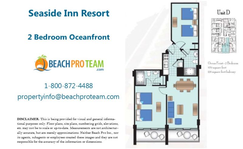Seaside Inn Floor Plan D - 2 Bedroom Oceanfront